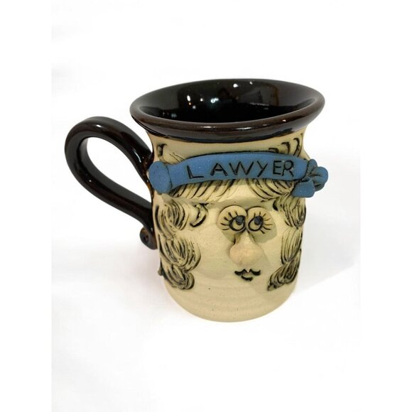 Bradford Pottery Other - Bradford Pottery Face Ugly Mug Lawyer Female Signed